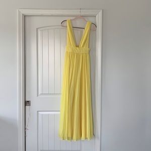 Fame and Partners yellow deep v formal gown